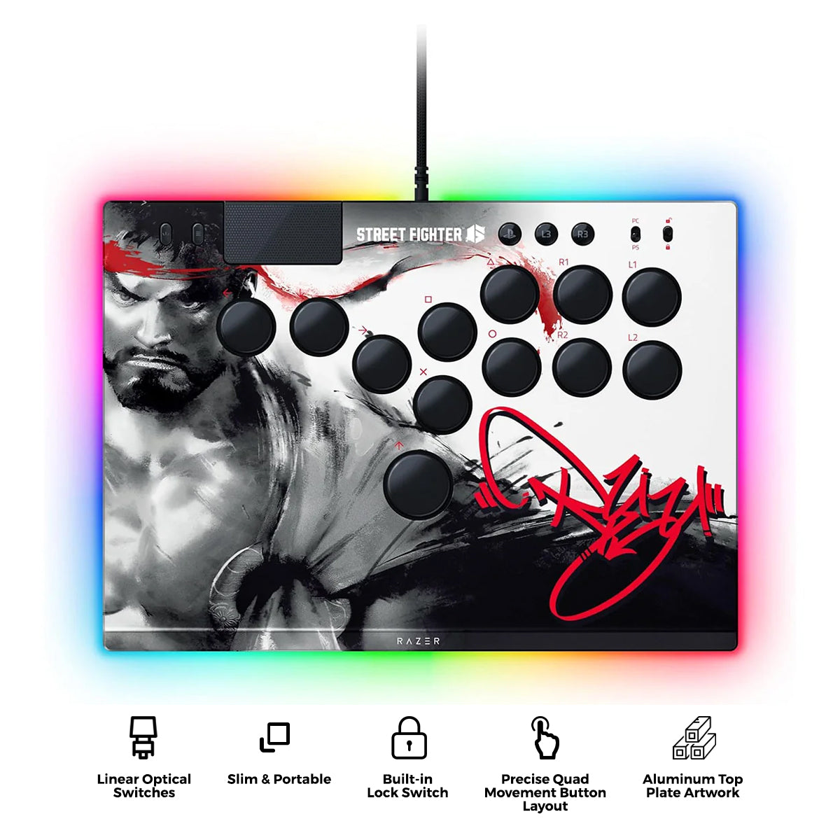 Razer Kitsune All-Button Optical Arcade Controller for PS5 & PC (Ryu Ed.)