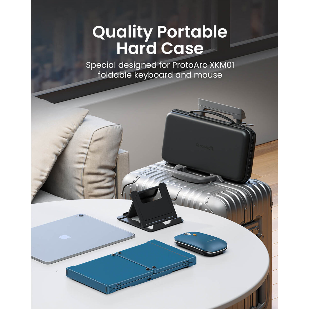 ProtoArc XKM01 Foldable Full-Size Wireless Keyboard and Mouse Combo (Blue/Black) (CP014040)