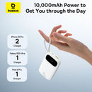 Baseus QPow 3 Digital Display Fast-Charging Power Bank with 2 Built-in USB-C Cable 10000mAh 45W