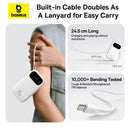 Baseus QPow 3 Digital Display Fast-Charging Power Bank with 2 Built-in USB-C Cable 10000mAh 45W