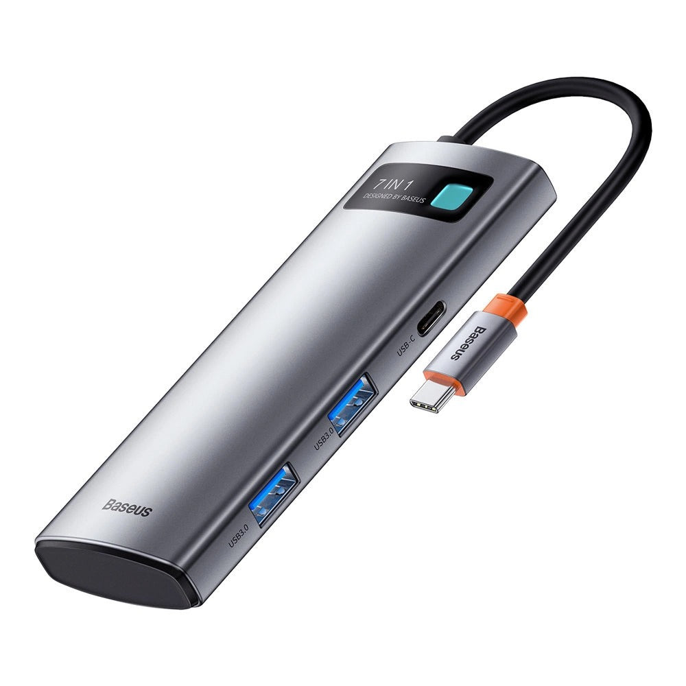 Baseus Metal Gleam Series 7-Port Hub Type-C To Type C + HDMI + 2xUSB 3.0 + PD + SD/TF (Grey)
