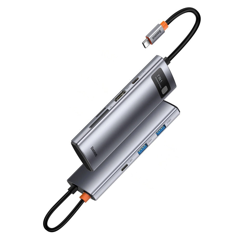 Baseus Metal Gleam Series 7-Port Hub Type-C To Type C + HDMI + 2xUSB 3.0 + PD + SD/TF (Grey)