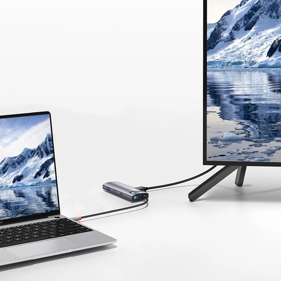 Baseus Metal Gleam Series 7-Port Hub Type-C To Type C + HDMI + 2xUSB 3.0 + PD + SD/TF (Grey)