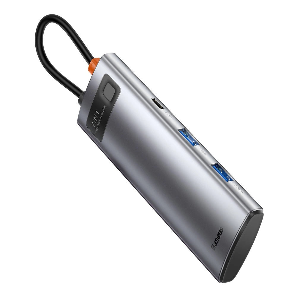 Baseus Metal Gleam Series 7-Port Hub Type-C To Type C + HDMI + 2xUSB 3.0 + PD + SD/TF (Grey)