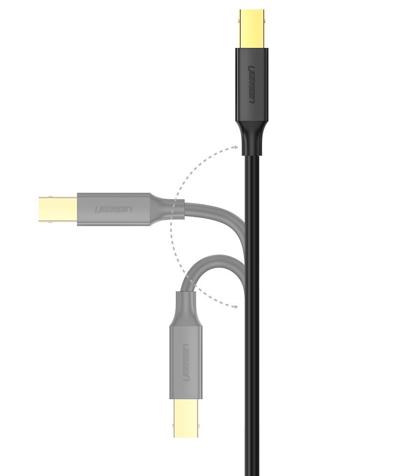 UGreen USB 2.0 AM To BM Print Cable 1.5m (Black) (US135/10350)