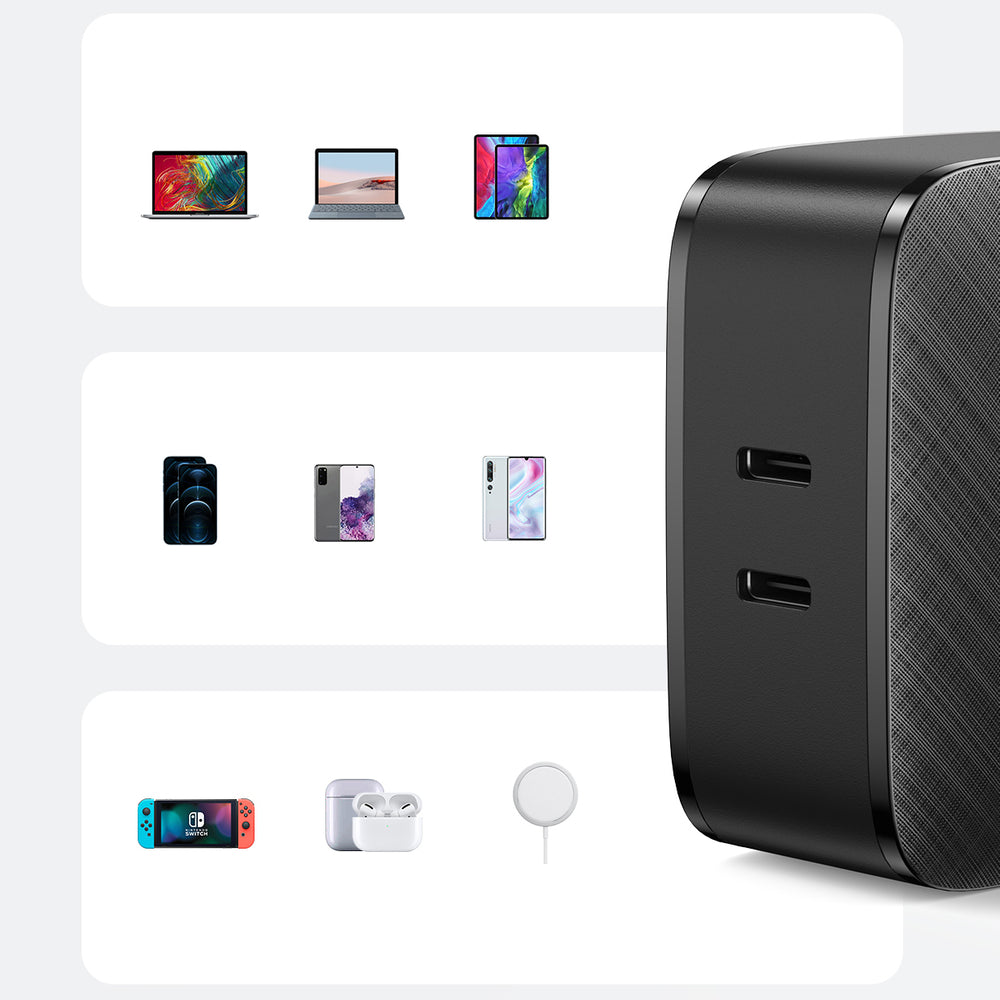 UGreen 2-Port (USB-C) 66W PD Fast Charger (Black) (CD218/70866) | DataBlitz