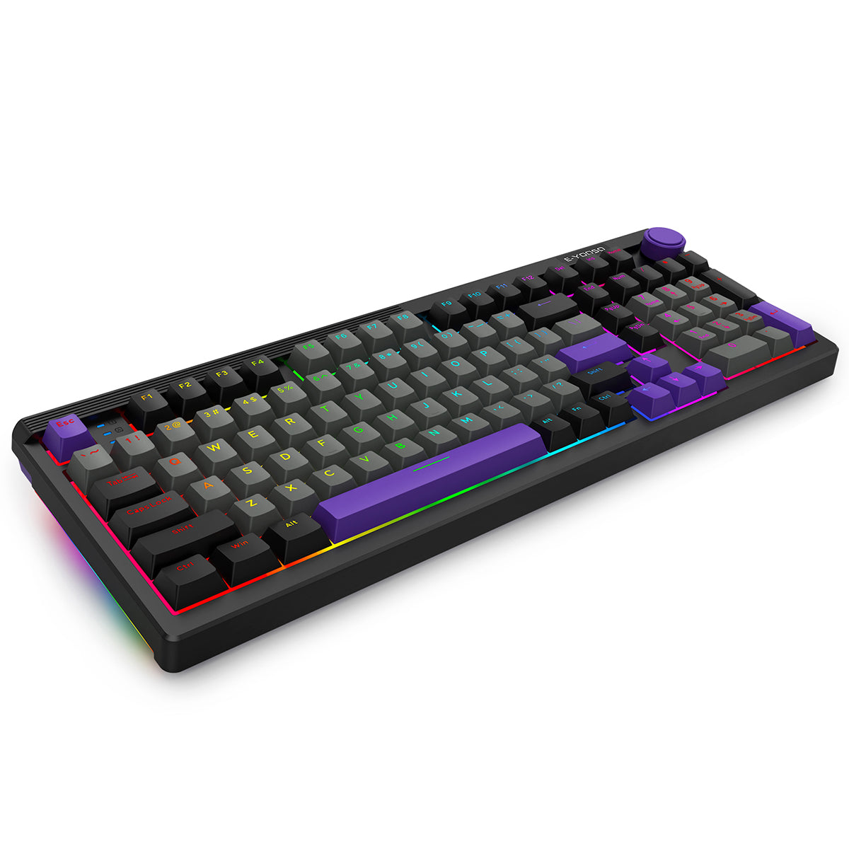 E-Yooso Z-101 RGB 101 Keys Tri-Mode Hot-Swappable Mechanical Keyboard Grey/Black/Purple
