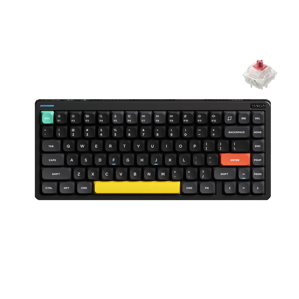 NuPhy Halo75 V2 QMK/VIA RGB Hot-Swappable 83-Key Wireless Mechanical Keyboard (Obsidian Black) (Silent Red Clear-Top Switch)