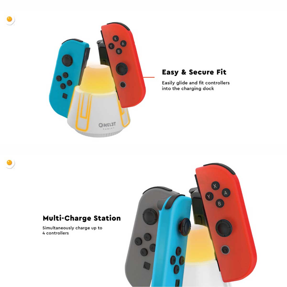 Omelet Gaming Space Dock Charger For Switch Joycons (Snow White)