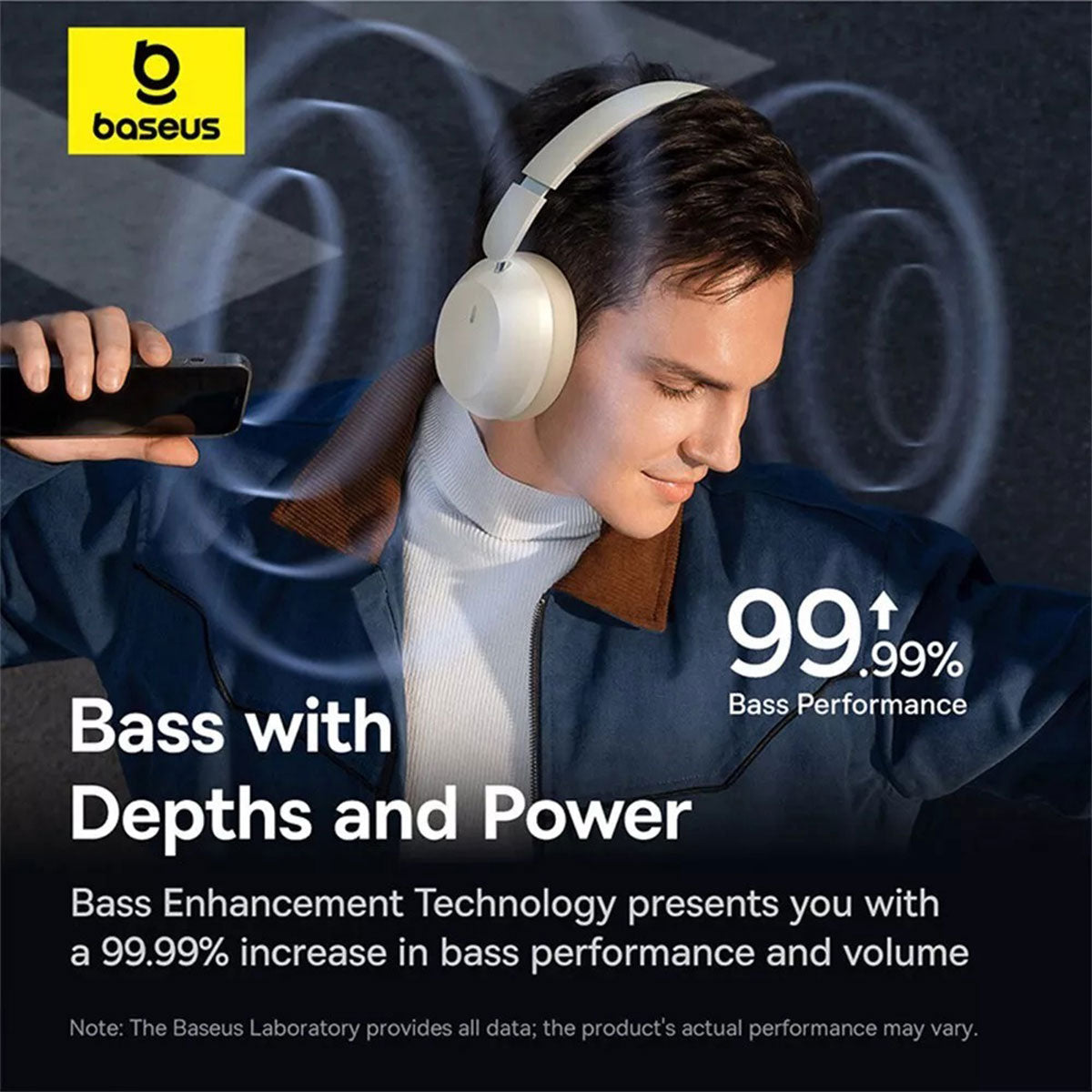 Baseus Bass 35 Max Wireless Headphone (Stellar White, Twilight Grey)