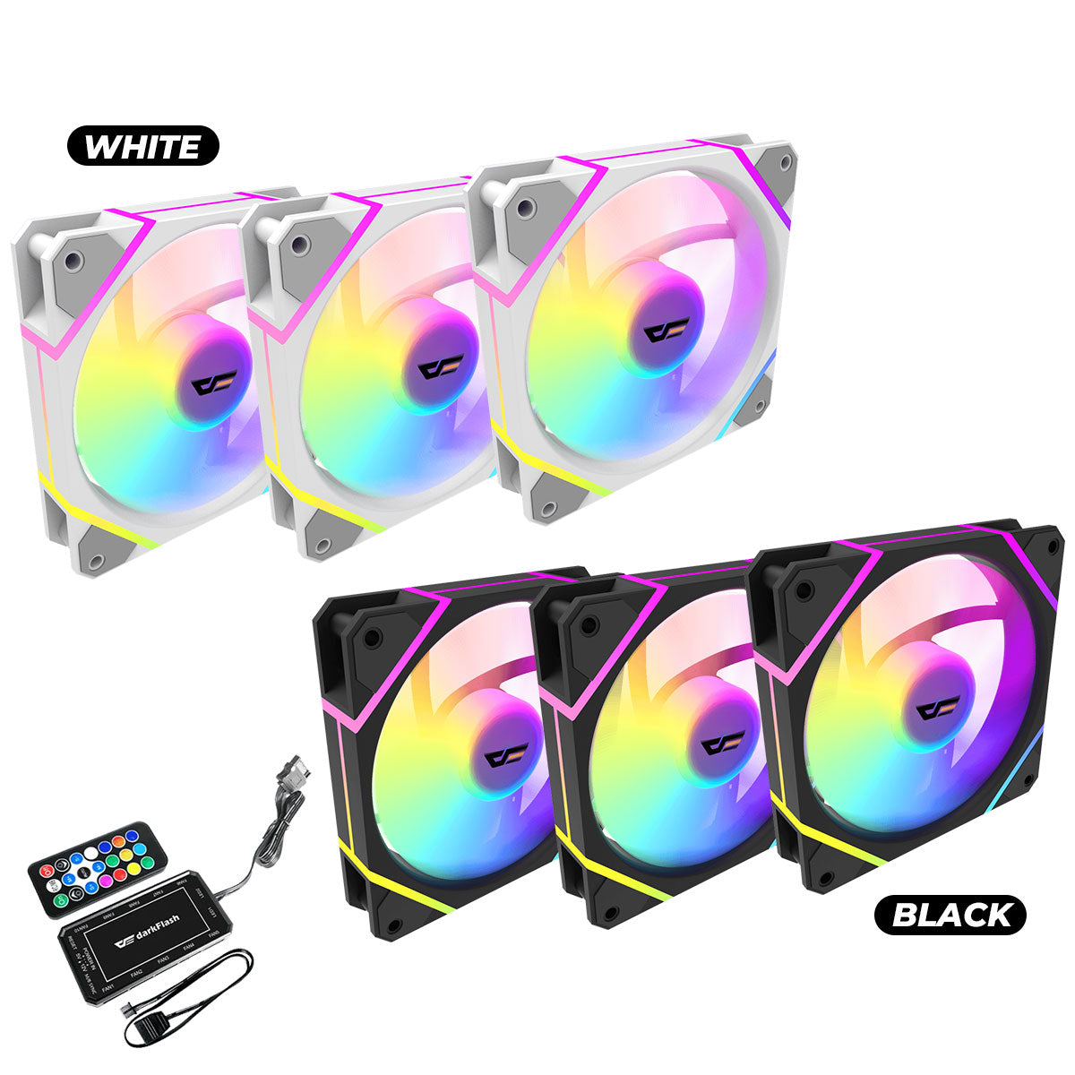 Darkflash DM12 F 3-In-1 A-RGB Cooling Fan (Black, White)