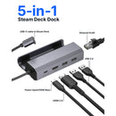 JSAUX USB-C 5-in-1 Docking Station for Steam Deck/ Steam Deck OLED/ ROG Ally/ ROG Ally X/ Legion Go (Grey) (HB0602)