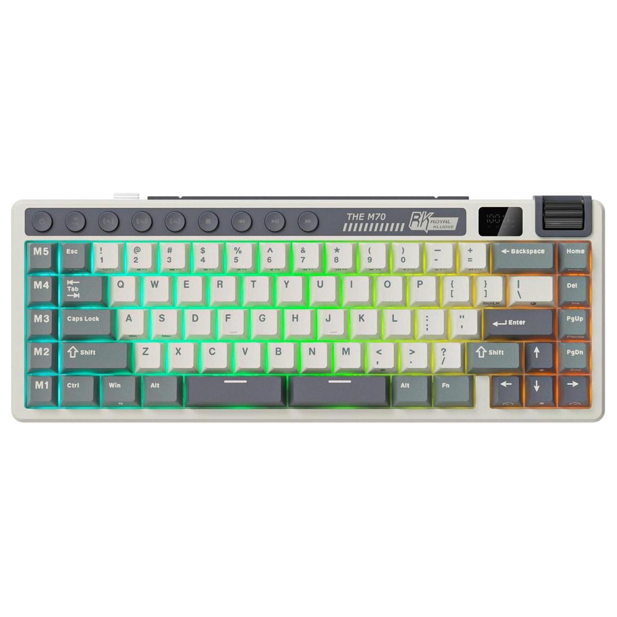 Royal Kludge RK M70 Tri-Mode RGB 73 Keys Hot-Swappable Mechanical Keyboard Cyan Purple