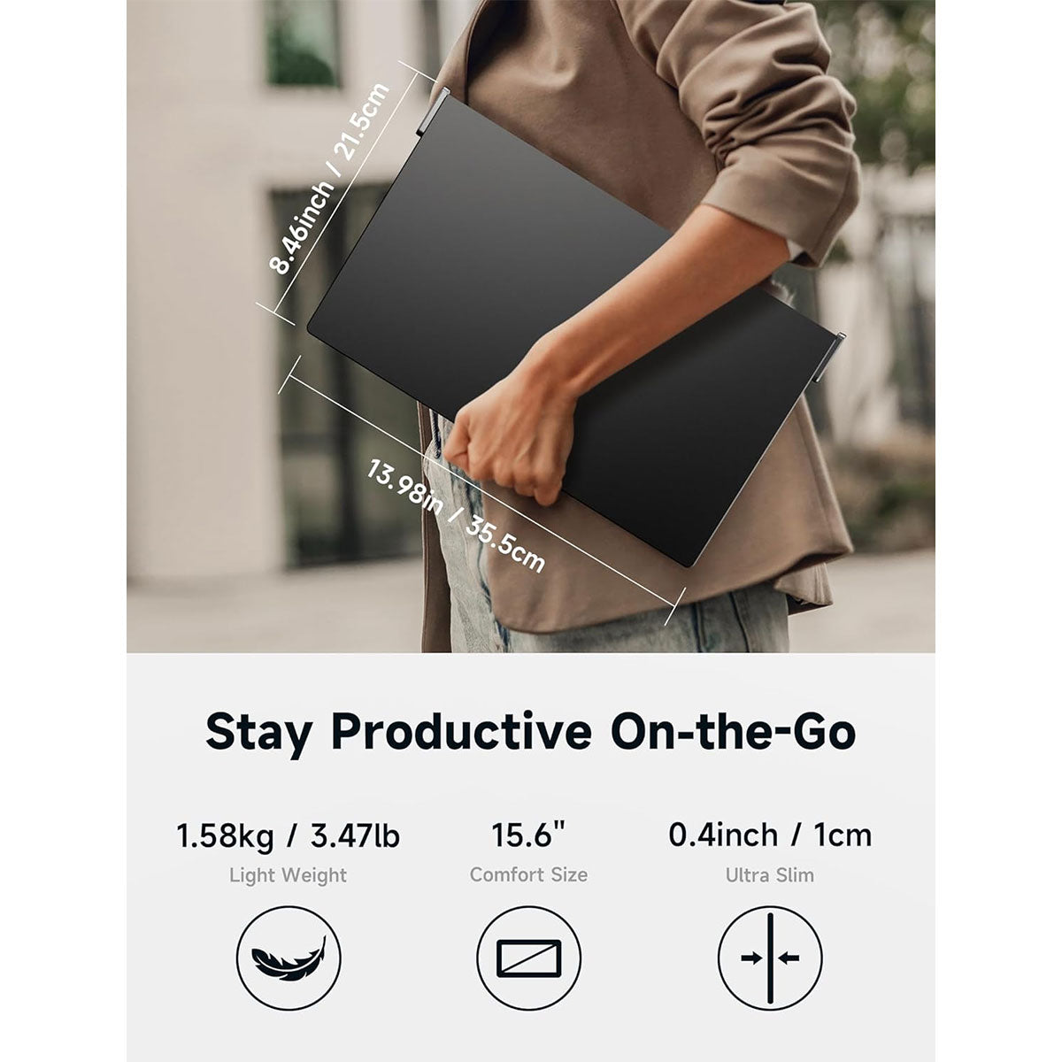JSAUX FlipGo Pro 15.6" Dual Stacked Portable Monitor (Black) (PM0209)
