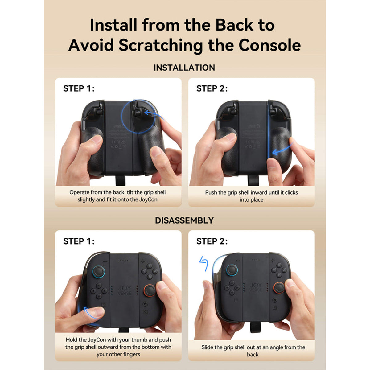 Jsaux Joy-Con All Arounder GripCase with Travel Cover for Switch 2 (Black) (GP0508)