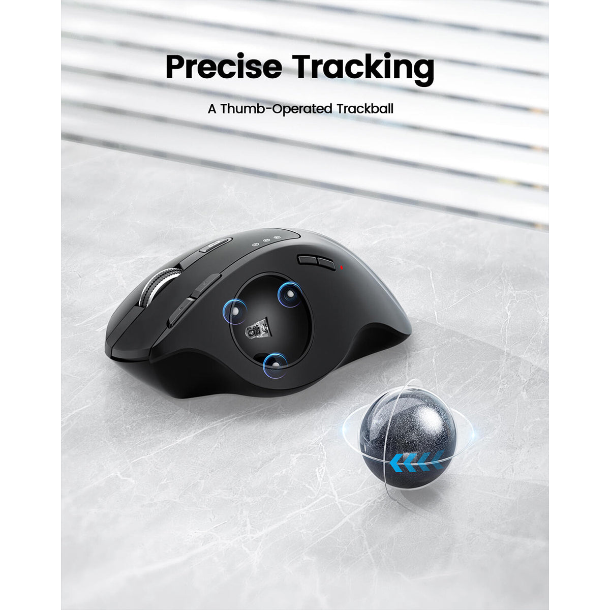 ProtoArc EM01 NL Ergonomic Wireless Trackball Mouse (Black + Grey Ball) (CP014935)