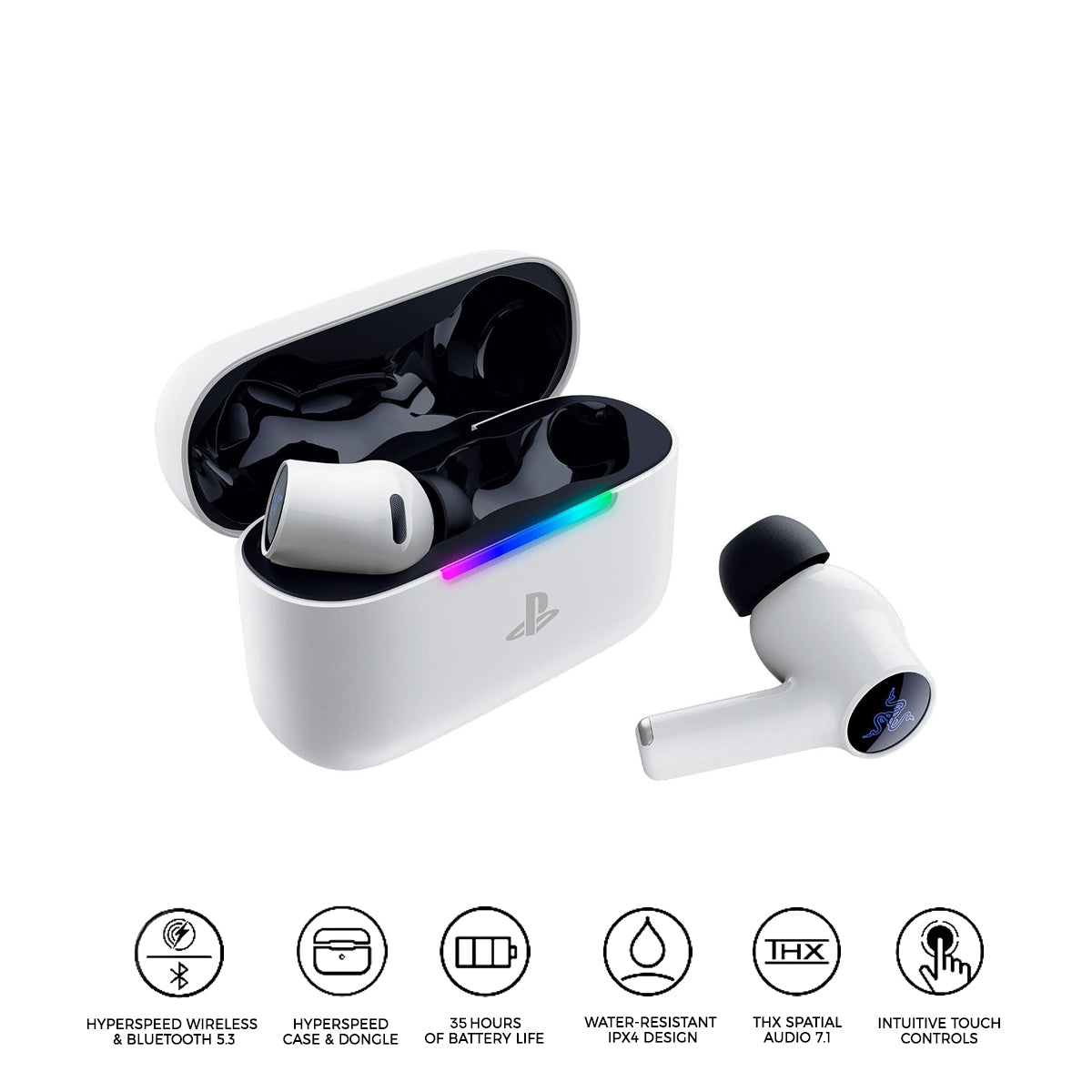 Razer Hammerhead V3 X HyperSpeed Wireless Multi-Platform Gaming Earbuds for PS5 (White)