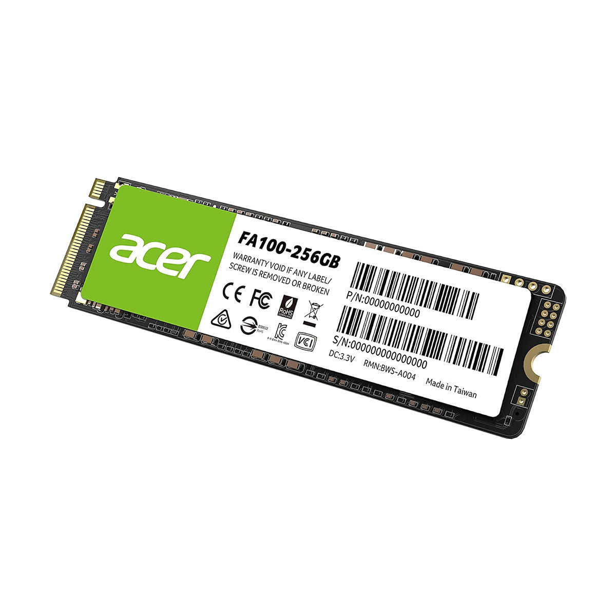 Acer FA100 256GB M.2 3300MB/s Read PCIe Gen3 x4 NVMe SSD (BL.9BWWA.118)