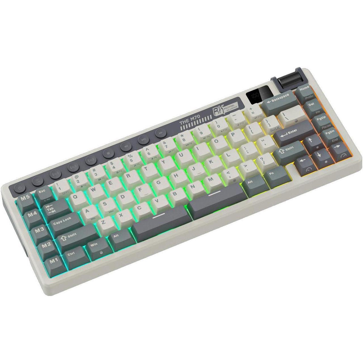 Royal Kludge RK M70 Tri-Mode RGB 73 Keys Hot-Swappable Mechanical Keyboard Cyan Purple