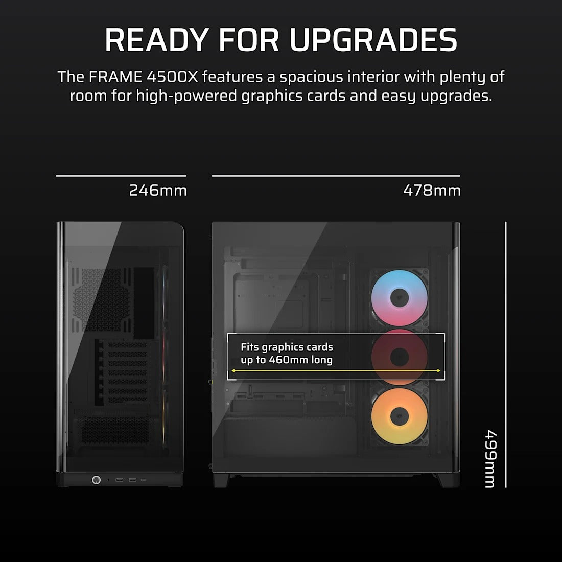 Corsair Frame 4500X RS-R ARGB Panoramic Glass Mid-Tower PC Case (Black, White)