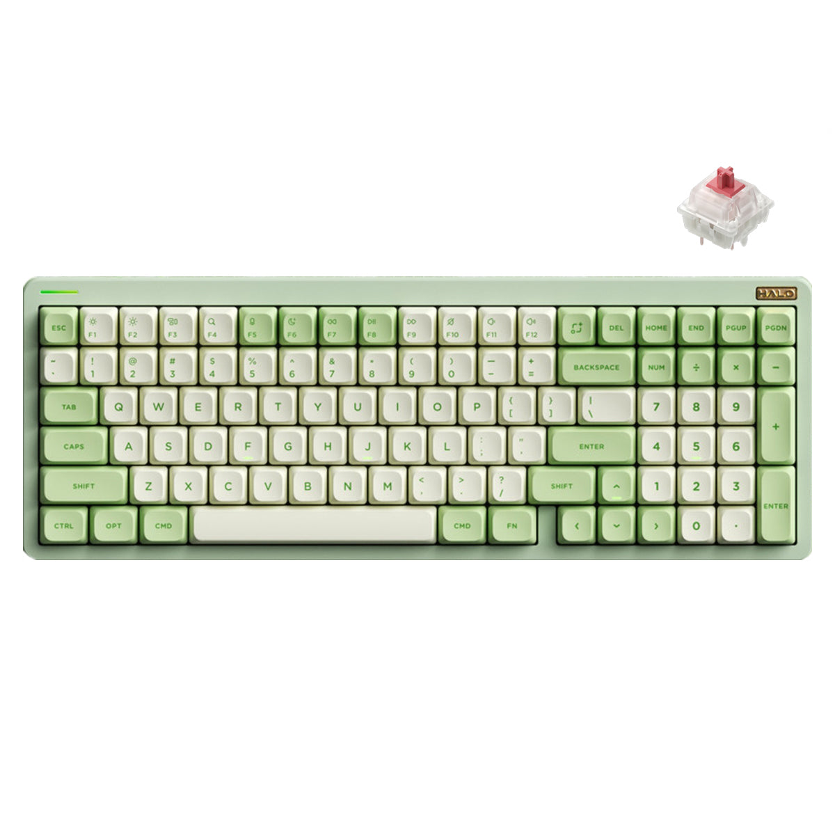 NuPhy Halo96 V2 QMK/VIA RGB Hot-Swappable 99-Key Wireless Mechanical Keyboard (Mojito) (Silent Red Clear-Top Switch)