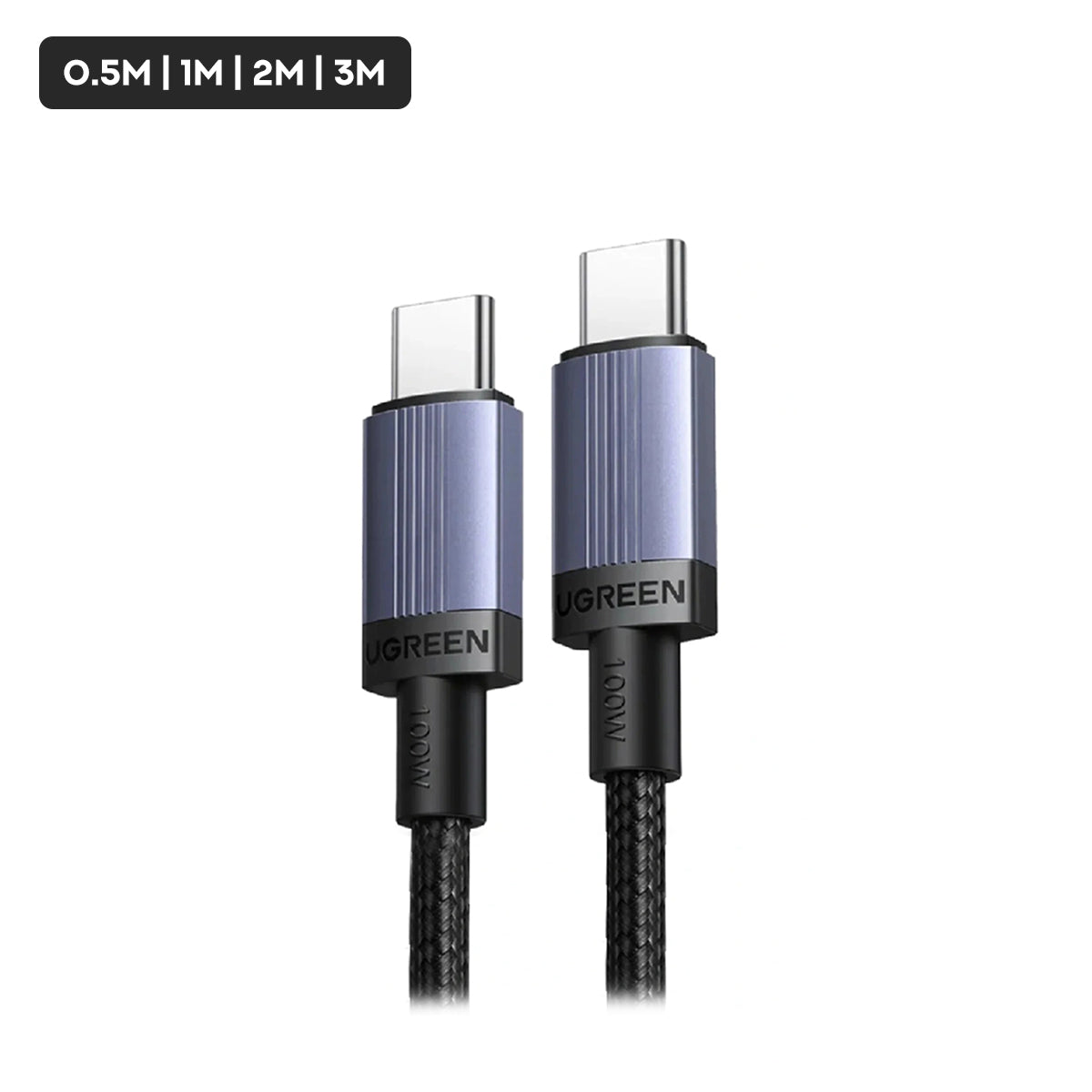 Ugreen USB-C to USB-C 5A/100W PD Fast Charging Braided Cable - (Space Gray)