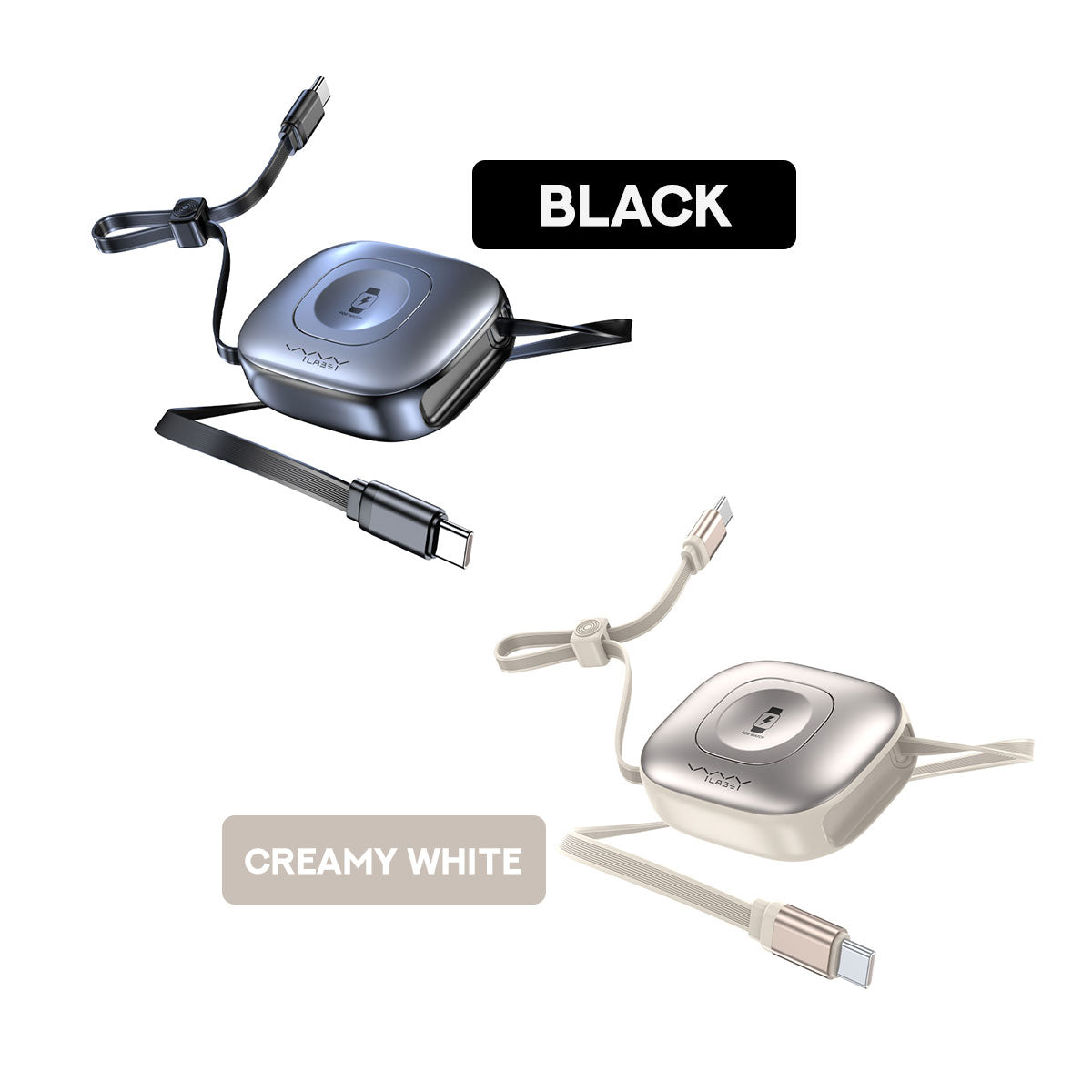 Vyvylabs Mi Square Retractable Cable and Wireless Watch Charger Type-C to Type-C 100W