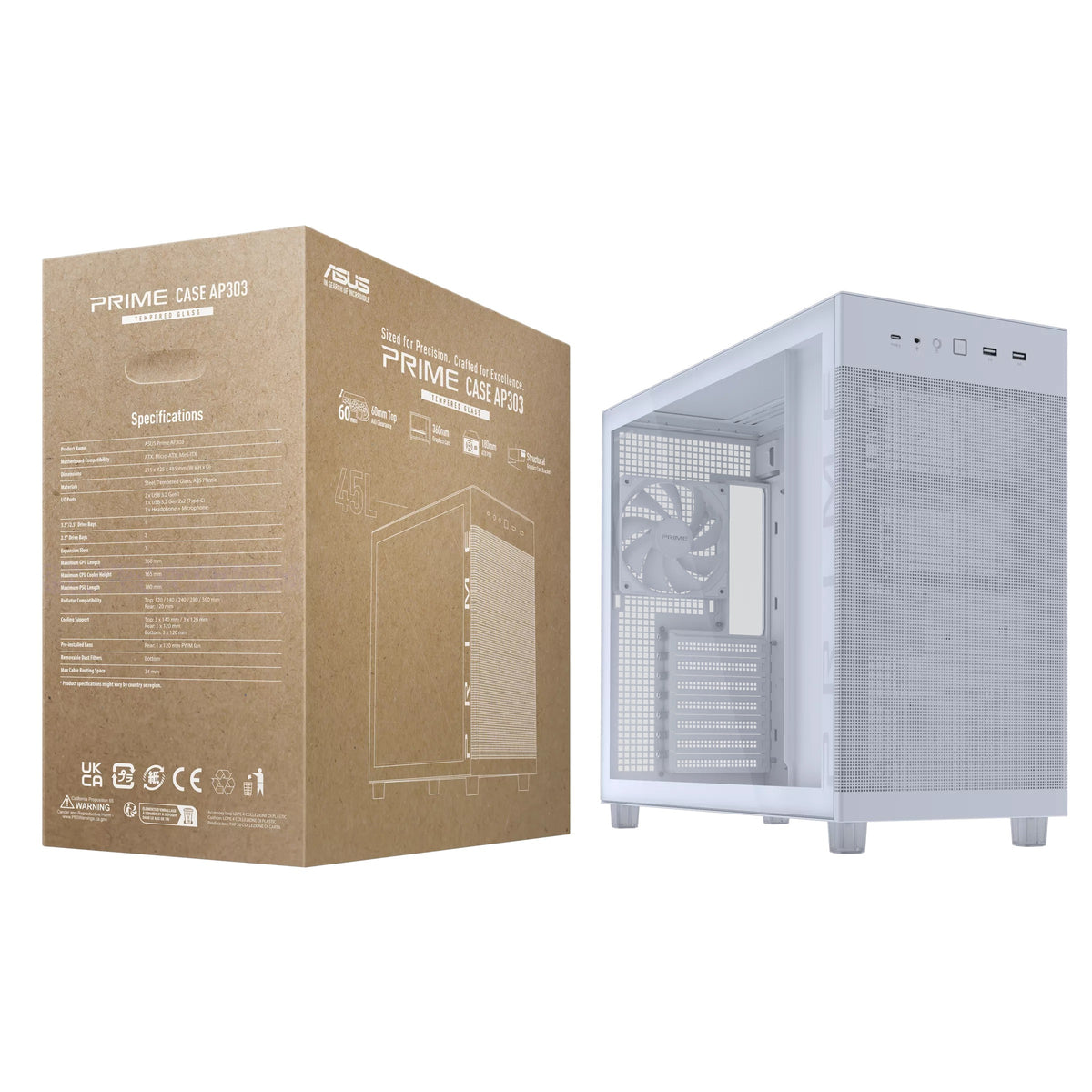 Asus Prime AP303 Tempered Glass Panel ATX PC Case