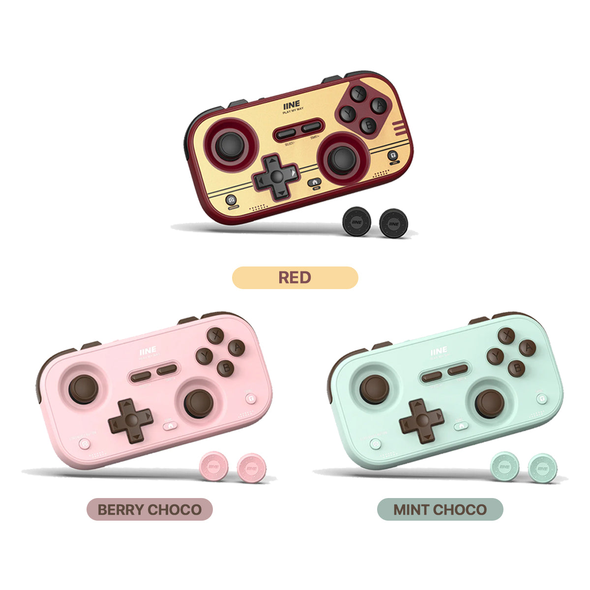 IINE Palm-Sized Retro Chronos Controller for Nintendo Switch / Nintendo Switch 2 (Red, Berry Choco, Mint Choco) (L1241, L1291, L1290)