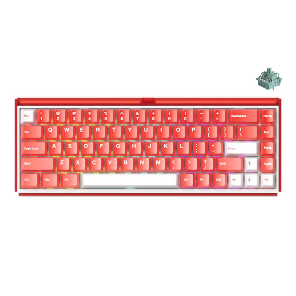 Akko Ray68 RGB Wired Mechanical Keyboard (Misty Red & White) (Akko AstroAim Magnetic Switch) (101-RA68B-004)