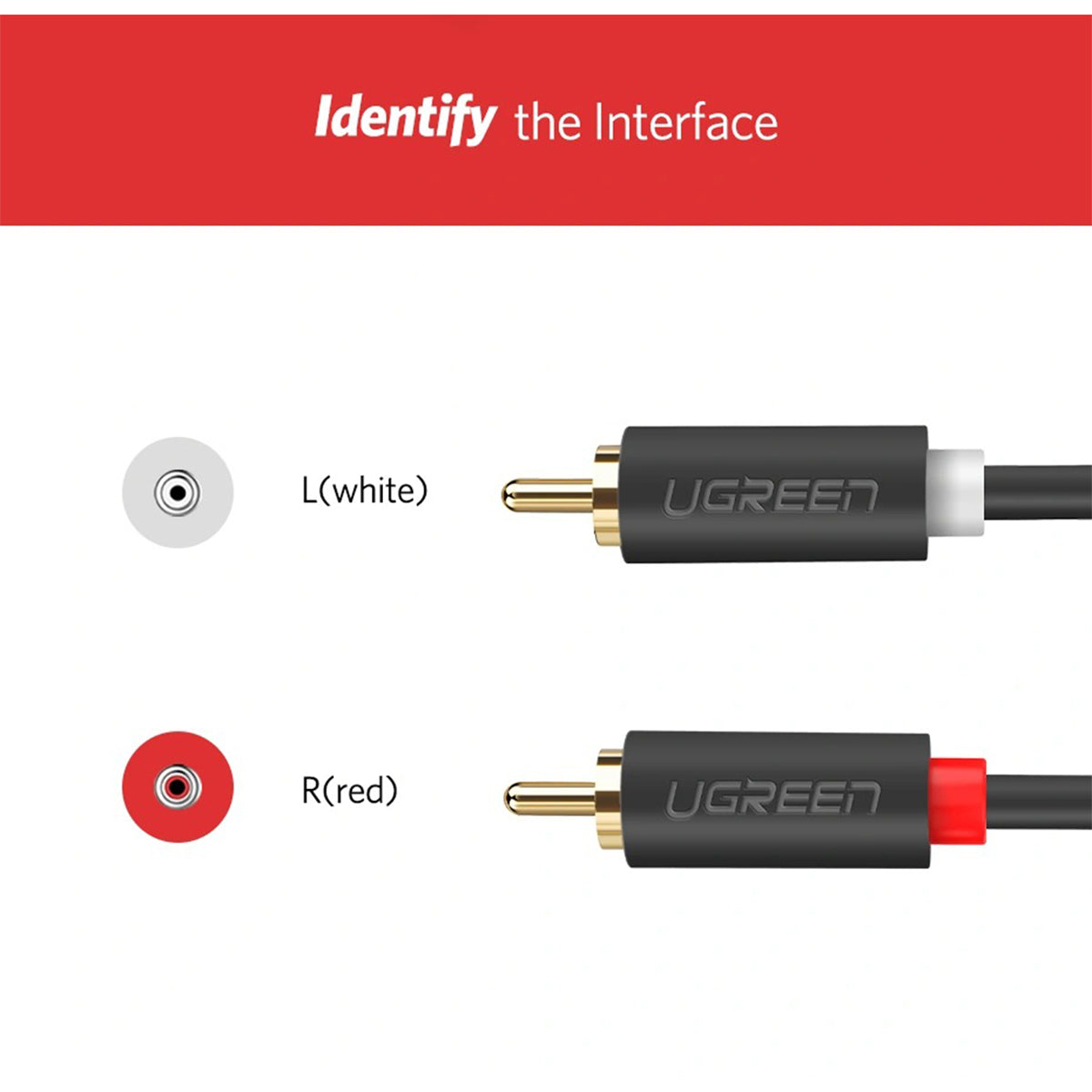 Ugreen 2 RCA Male to 2 RCA Male Audio Cable - 5m (Black) (AV104/10520)