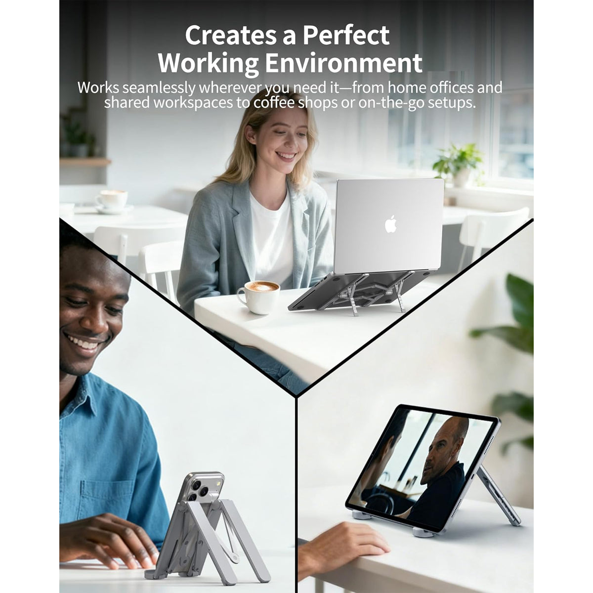 SODI ST03 Bi-Fold Portable Adjustable Stand for Laptop, Tablet, & Phone