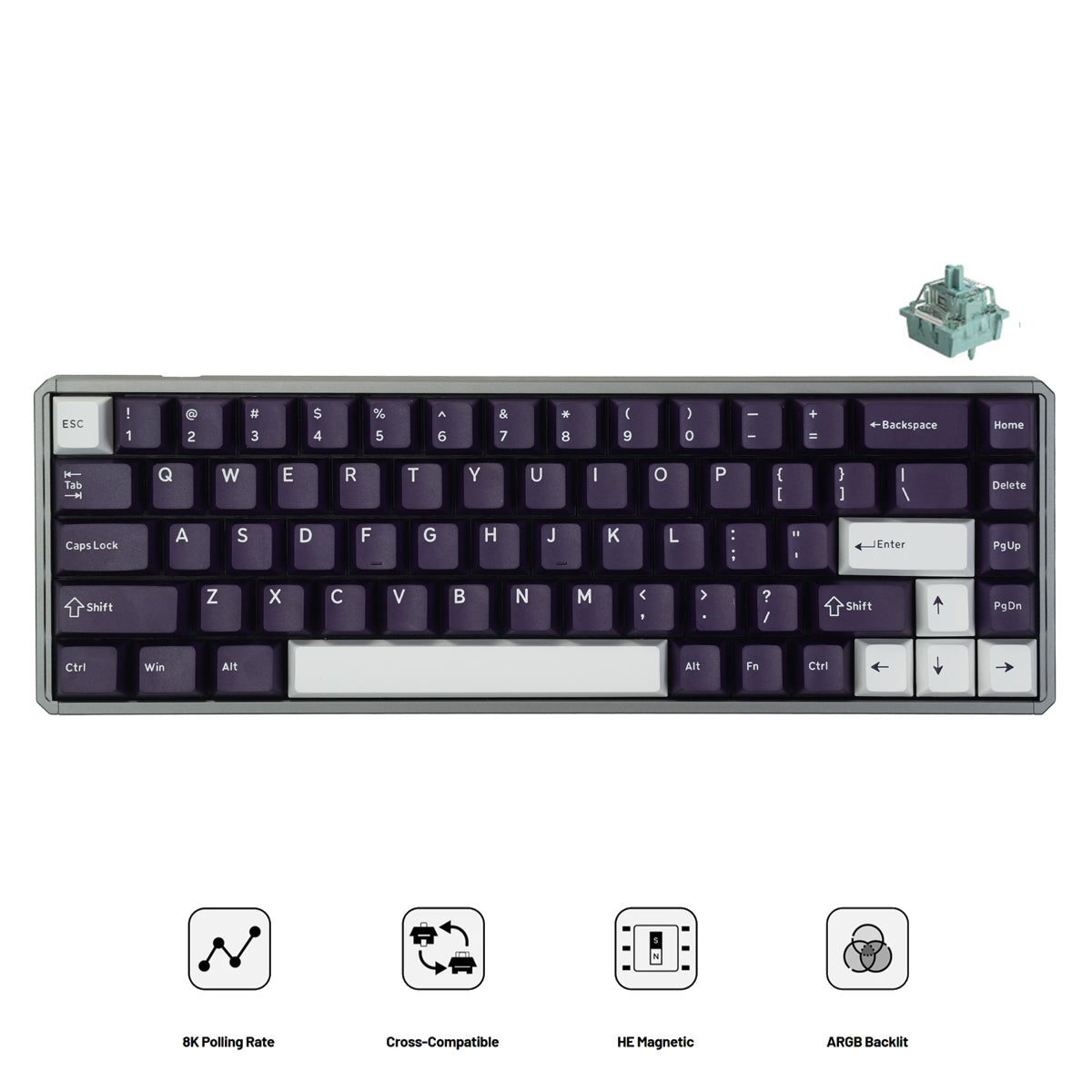 Akko MOD68 HE Aluminum Case Wired ARGB Magnetic Keyboard (Grey-Cosmos)