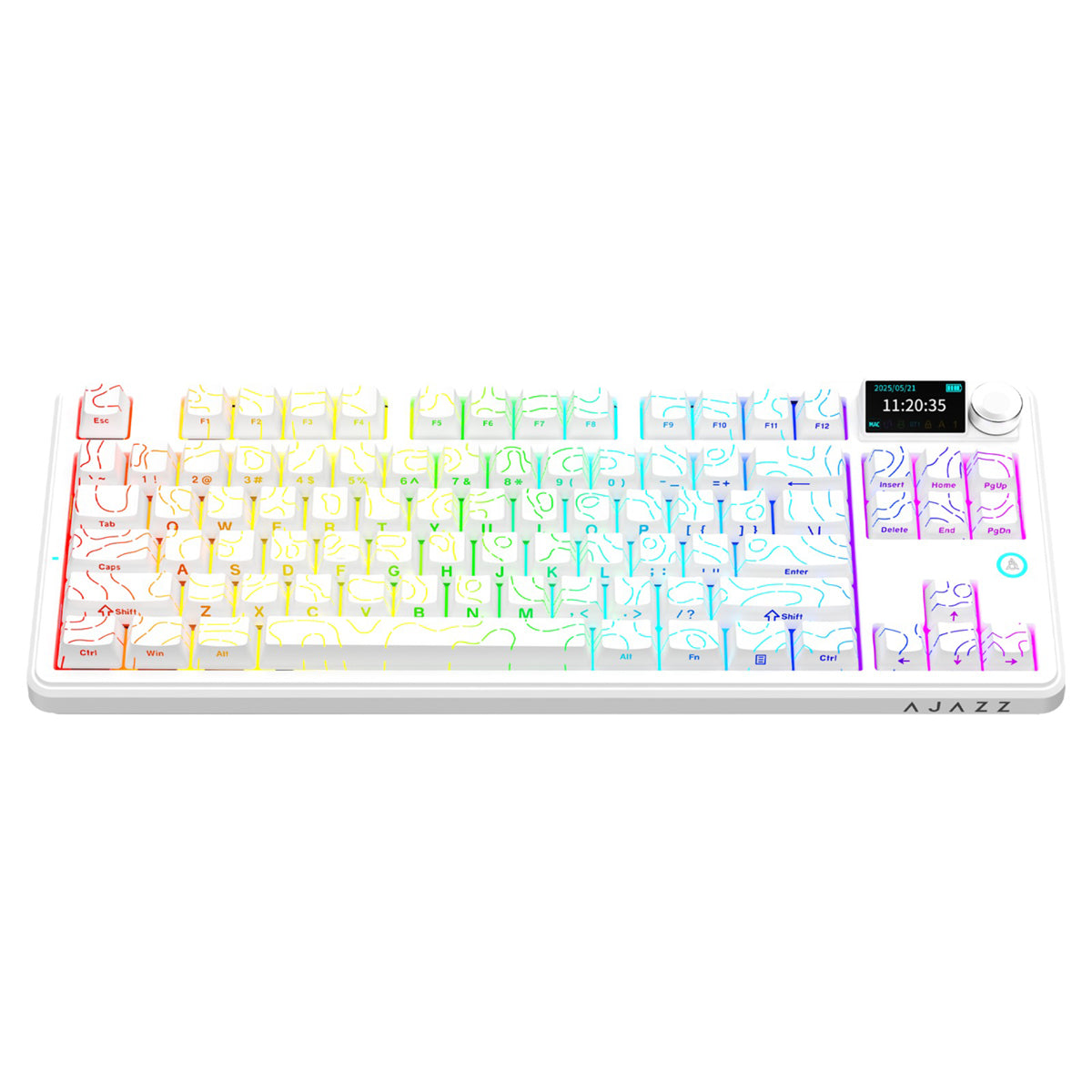 Ajazz AK870 V2 RGB Tri-Mode 87-Keys TKL Gasket-mounted Hot Swappable Mechanical Keyboard (White Contour) (Maillard Switch)