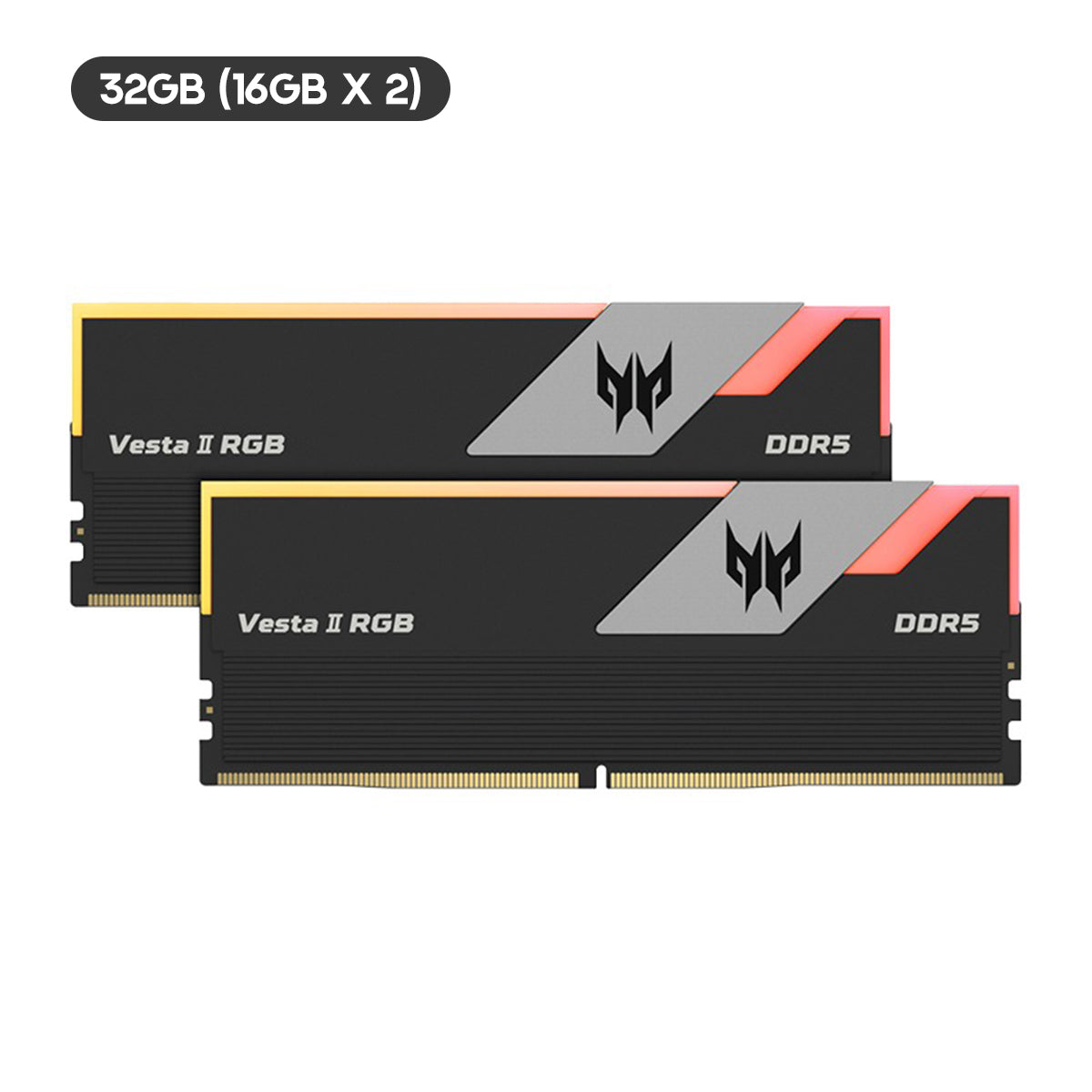 Acer Vesta II 32GB (2x16GB) 6000MHz CL36-45-45-96 AMD EXPO Ready DDR5 UDIMM (Black, Silver) (BL.9BWWR.652, BL.9BWWR.653)