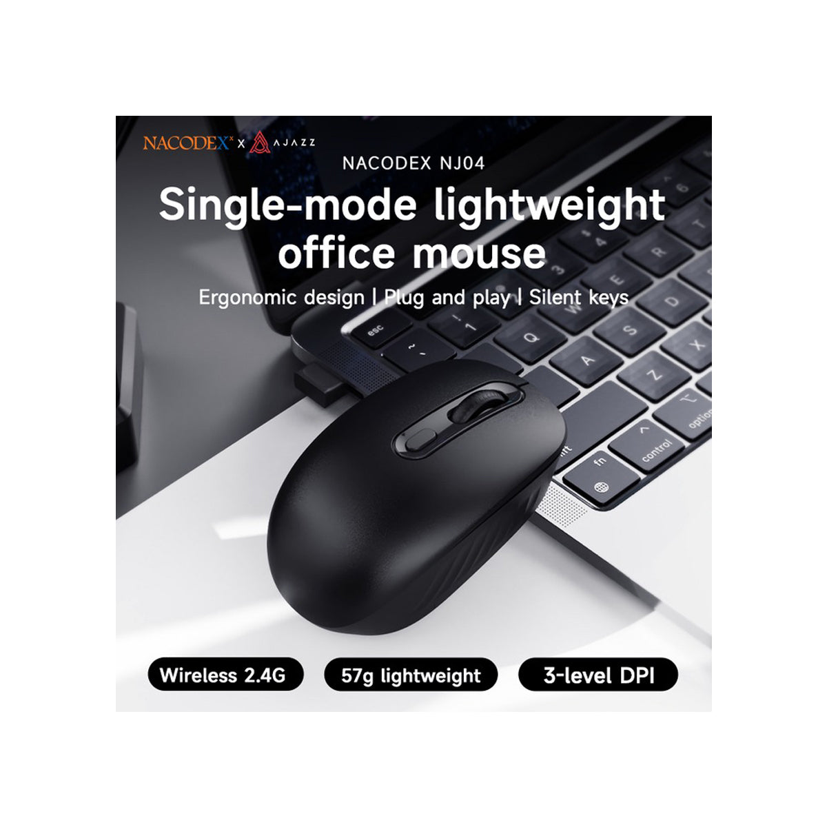 Ajazz NJ04 Wireless Gaming Mouse (Black)