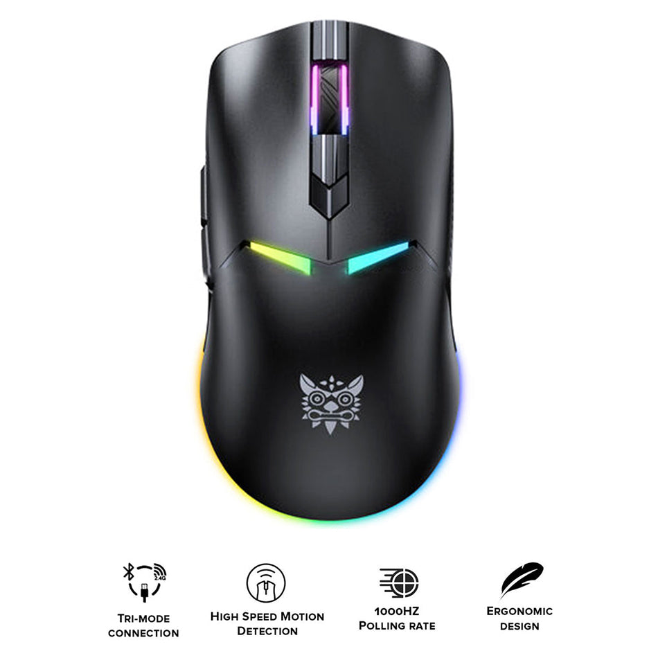Onikuma CW928 RGB Tri-Mode Gaming Mouse (Black, White)