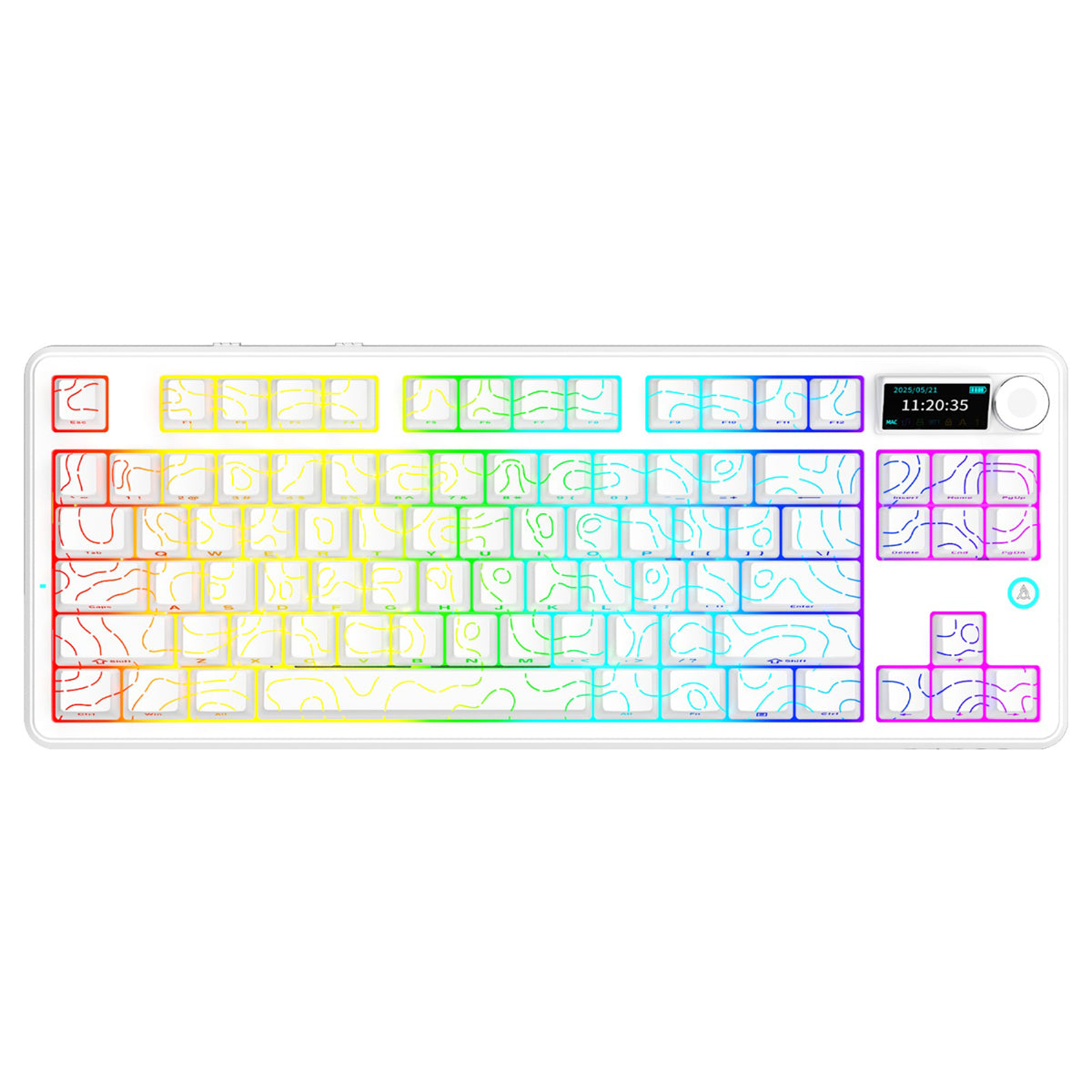 Ajazz AK870 V2 RGB Tri-Mode 87-Keys TKL Gasket-mounted Hot Swappable Mechanical Keyboard (White Contour) (Maillard Switch)