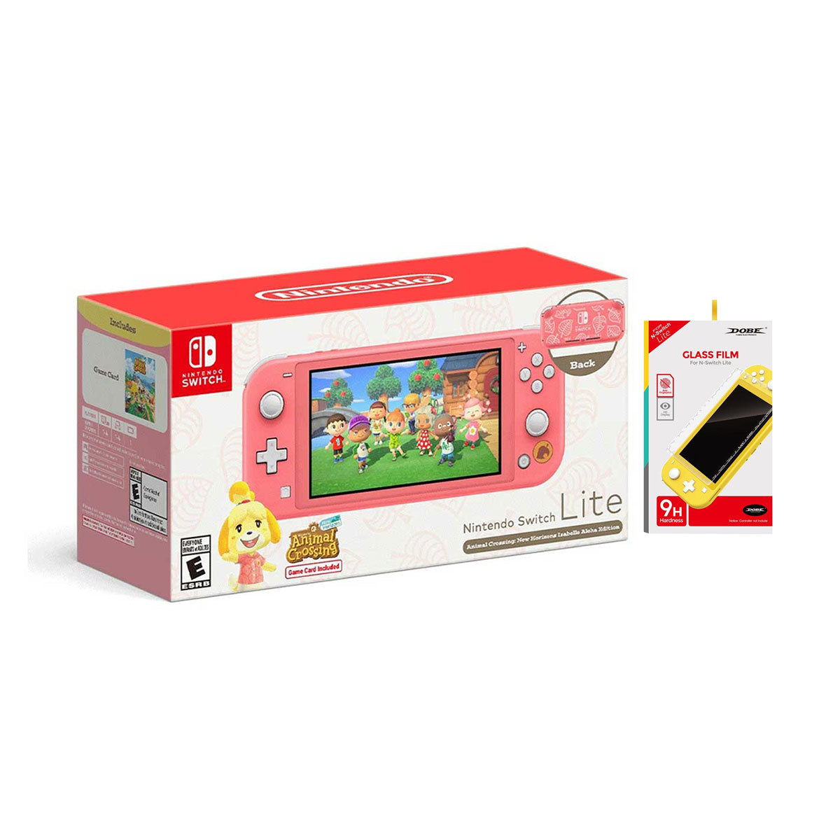 Nintendo Switch Lite Animal Crossing New Horizons Isabelle Aloha Edition Includes Animal Crosing New Horizon Game Card (Coral) (MDE) Dobe NSW Glass