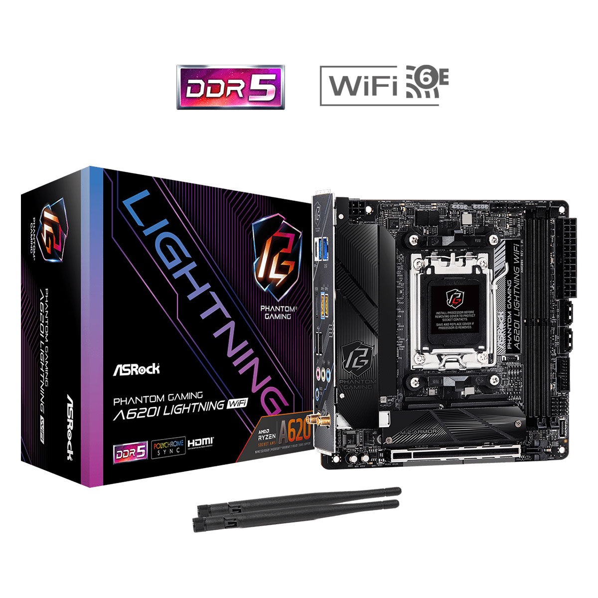 Asrock A620I Lightning Wifi DDR5 Phantom Gaming AM5 Motherboard