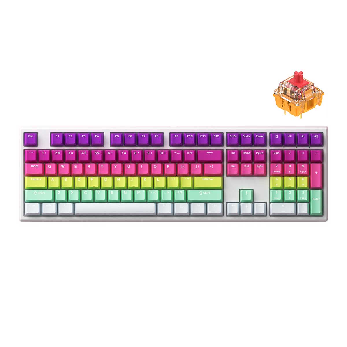 Akko MG108B Rainbow Multi-Mode RGB Hot-Swappable Mechanical Keyboard (TTC Gold Red)