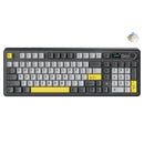 Ajazz AK980 RGB Tri-Mode 98% 97-Keys Gasket-Mounted Hot-Swappable Mechanical Keyboard with 1.14" TFT Display Screen & Knob (Black/Grey/Yellow)