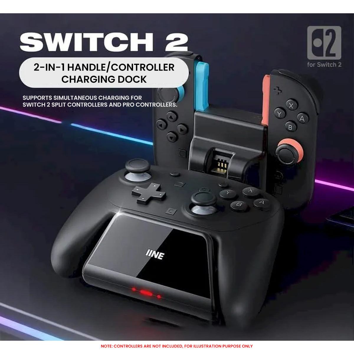 IINE 2-in-1 Controller Charging Station for Nintendo Switch 2 (L1278)