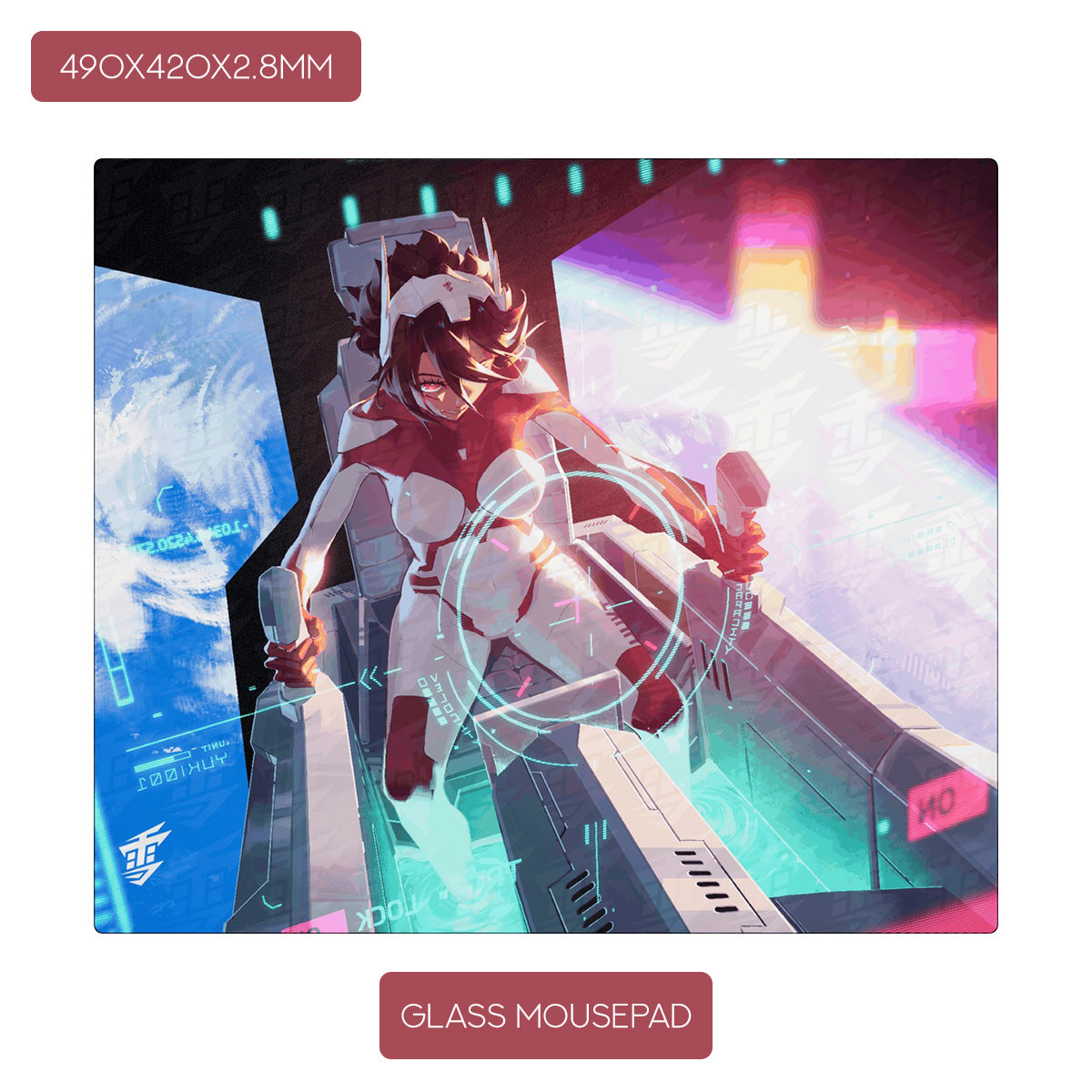 Yuki Aim x Mecha Glass Mousepad (490x420x2.8mm)
