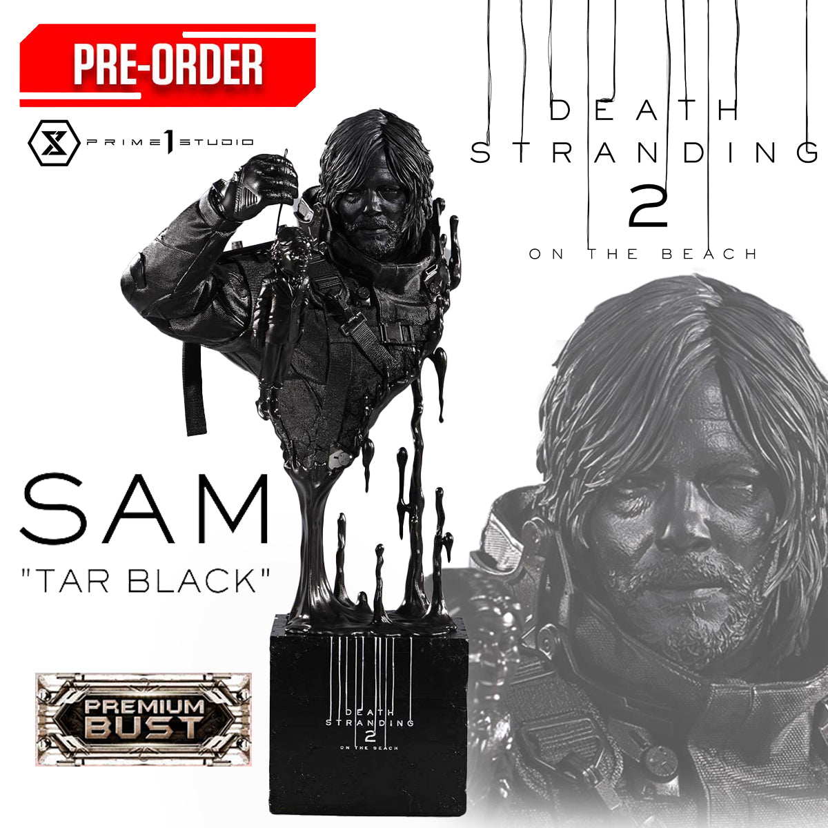 Premium Bust Death Stranding 2: On The Beach Sam "Tar Black"