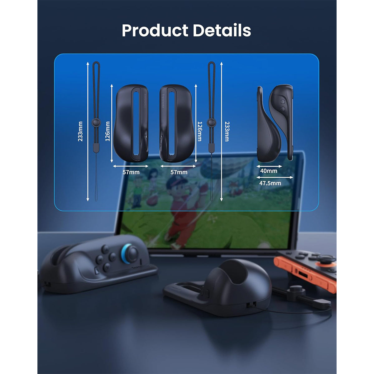 Transnovo Ergonomic Mouse Grip 2-Pack for Nintendo Switch 2 (Black)