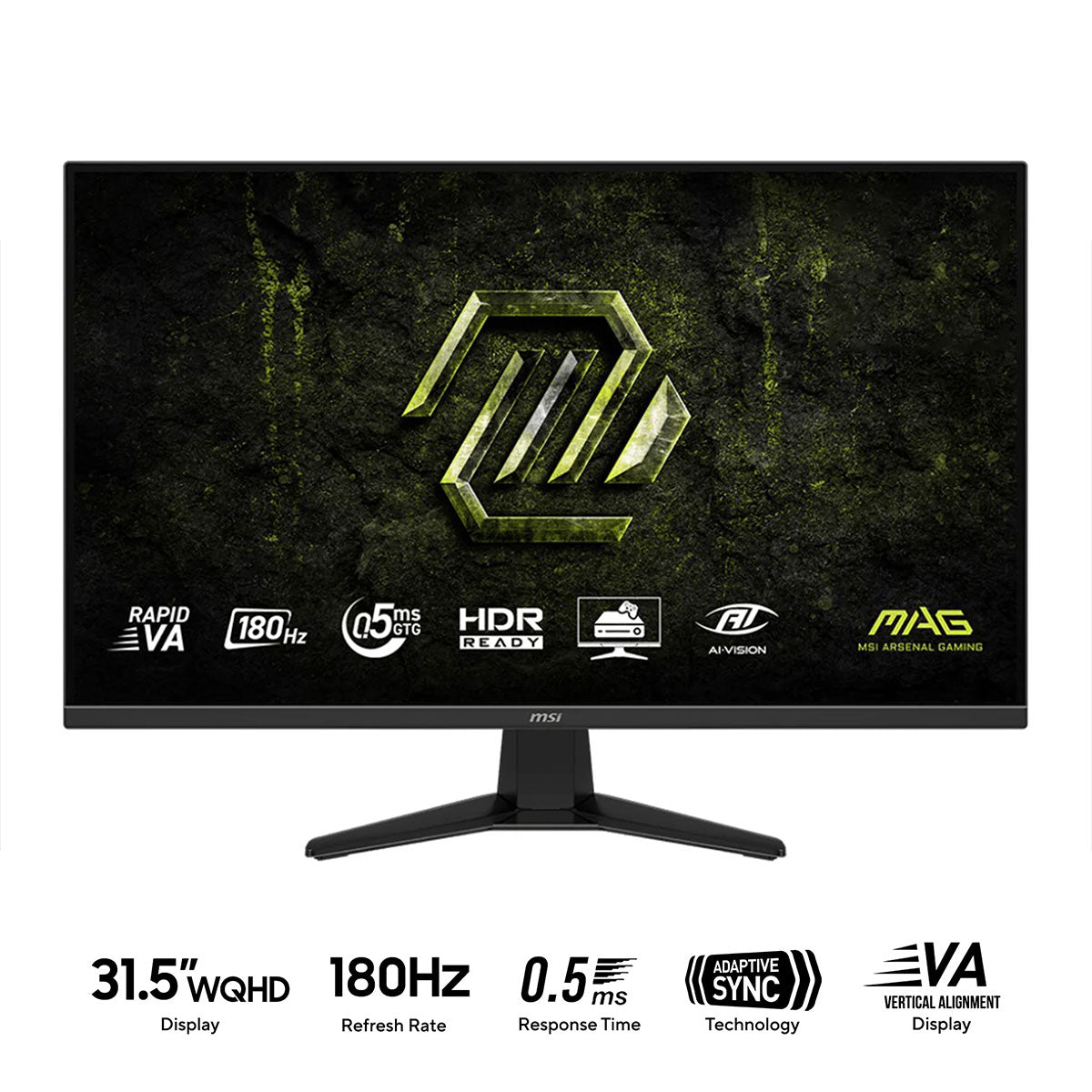 MSI MAG 325QF E18V 31.5" WQHD (2560x1440) 180Hz 0.5ms GTG Rapid VA Gaming Monitor with Tilt Adjustment