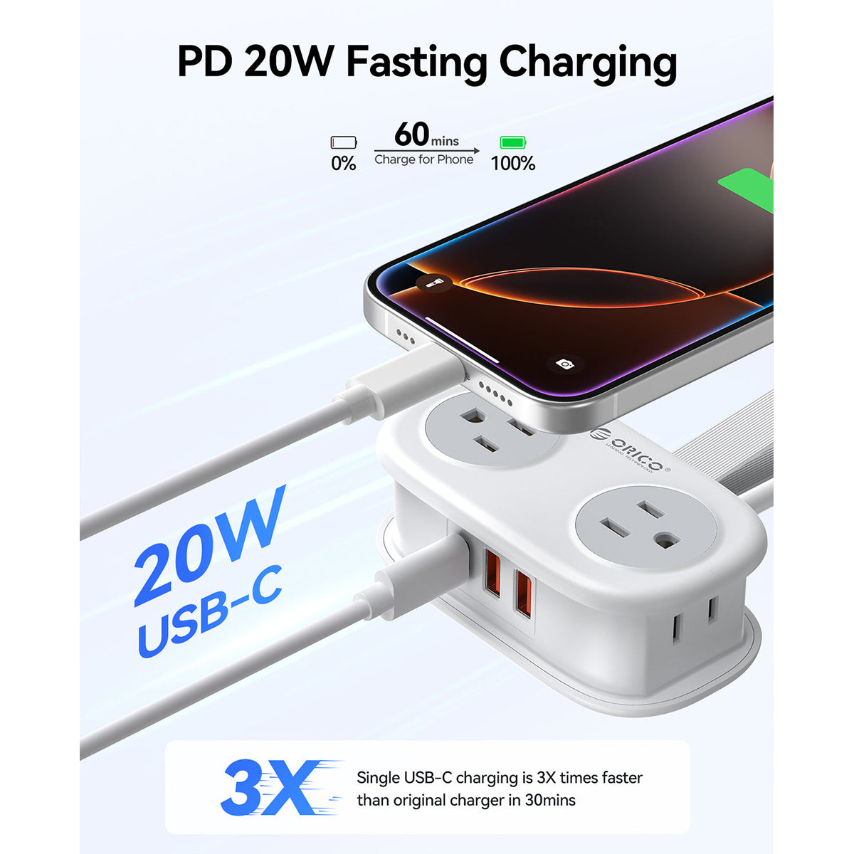 Orico AP3 7-Port 20W Travel Power Strip | DataBlitz