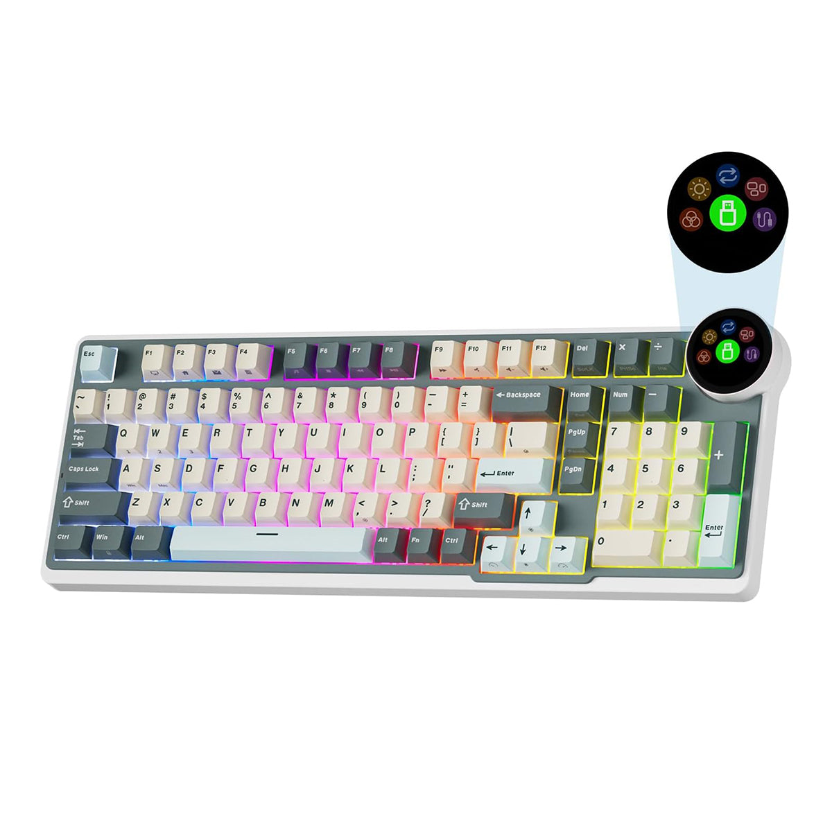 Royal Kludge RK-N99 Tri-Mode RGB 98 Keys Hot Swappable Mechanical Keyboard Moon