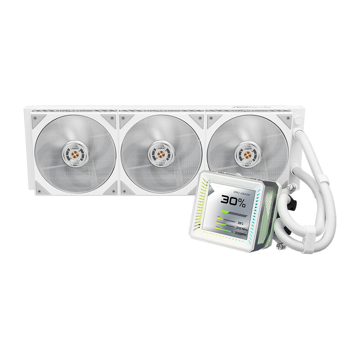ASRock Steel Legend 360 LCD AIO Liquid Cooler (White)